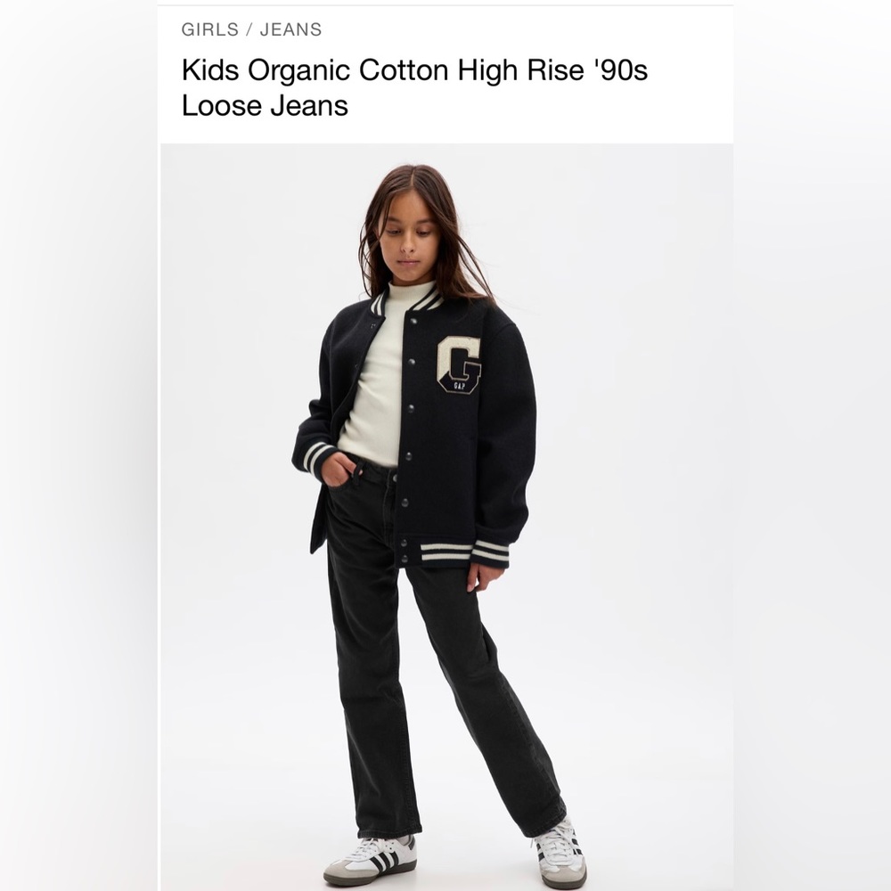 NWT Gap Kids Organic Cotton High Rise 90s Loose Jeans Black Wash